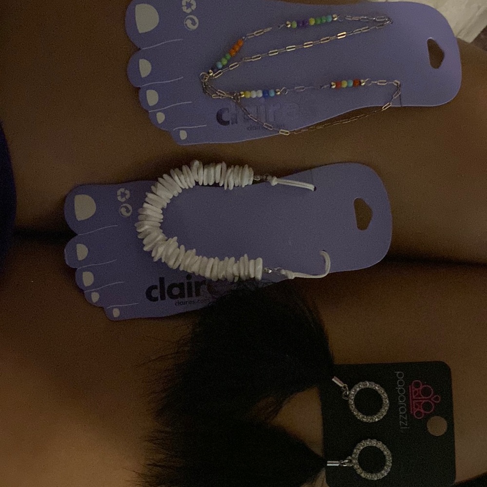 ankle brackets and earrings